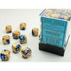 Dice - Gemini 12mm d6 (36 Dice) Blue-Gold with white Dice