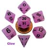Dice - Mini Polyhedral Dice Set: Glow Purple with Black Numbers