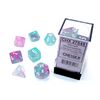 Dice - Nebula Wisteria/white Luminary Glows in the Dark 7-die set
