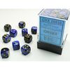 Dice - Gemini 12mm d6 (36 Dice) Black-Blue/gold Dice