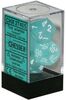 Dice - Frosted Polyhedral Teal/White (7 Dice in Display)