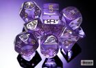 Lab Dice - Translucent Polyhedral Lavender/gold 7-Die Set (with bonus die)