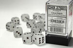 Frosted 16mm d6 Clear/black Dice Block (12 dice)