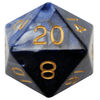 MDG - 35mm Mega Acrylic D20 Dice Combo Attack Blue/White/ Gold Numbers