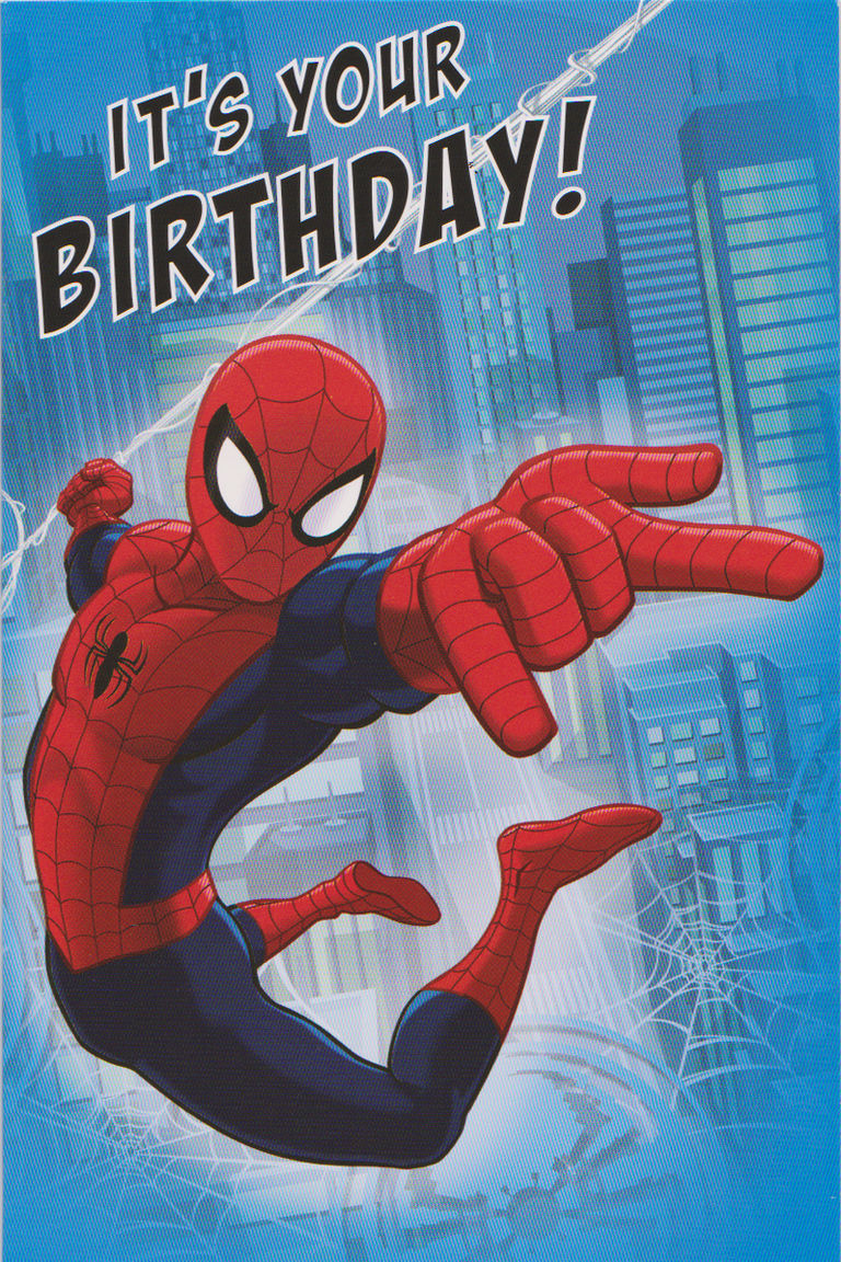 Birthday Card Spiderman Card Design Template