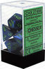 Dice - Lustrous Polyhedral Dark Blue/Green (7 Dice in Display)