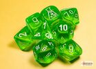 Lab Dice - Translucent Polyhedral Rad Green/white 7-Die Set (with bonus die)