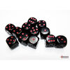 Opaque 16mm d6 Black/red Dice Block (12 dice)