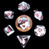 Dice - Mini Polyhedral Dice Set: Marble with Red Numbers