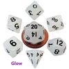 Dice - Mini Polyhedral Dice Set: Glow Clear with Black Numbers