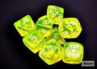 Lab Dice - Translucent Polyhedral Neon Yellow/white 7-Die Set (with bonus die)