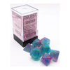 Dice - Gemini Polyhedral Gel Green-Pink with blue Luminary 7-Dice Set
