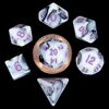 Dice - Mini Polyhedral Dice Set: Marble with Purple Numbers