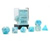 Dice – Gemini Polyhedral Pearl Turquoise-White/blue Luminary Glows in the Dark 7-Die set