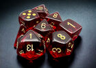 Lab Dice - Translucent Polyhedral Crimson/gold 7-Die Set (with bonus die)