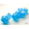 Dice - Frosted Mini-hedral Caribbean Blue/white 7-Die Set
