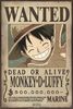 One Piece - Wanted Monkey D. Luffy Poster