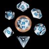 MDG - Mini Polyhedral Dice Set: Marble with Blue Numbers
