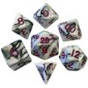 Dice - Acrylic Dice: Marble with Purple Numbers Polyhedral Dice Set