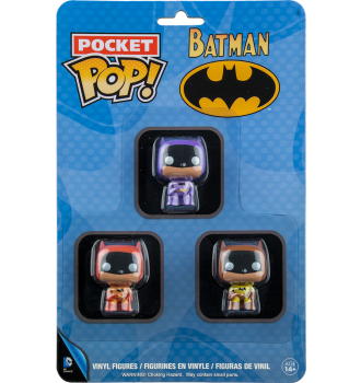 FUNKO POCKET POP VINYL DC BATMAN RAINBOW 3 PACK EXCLUSIVE BLUE GREEN /& PINK